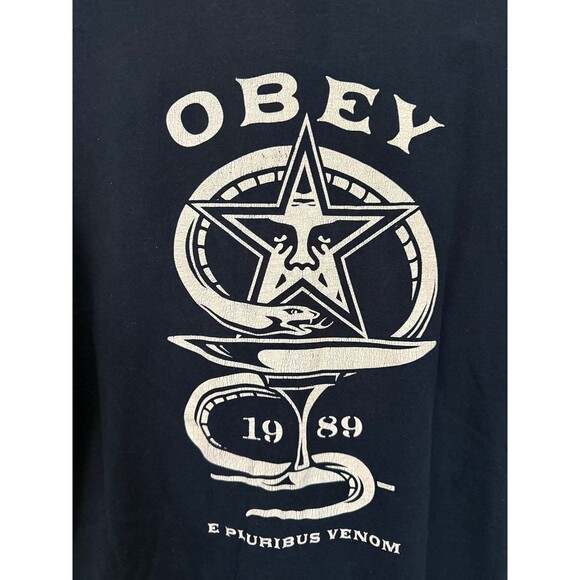 Men’s OBEY  E Pluribus Venom 1989 Snake Navy Graphic Shirt Size Large - Picture 5 of 6